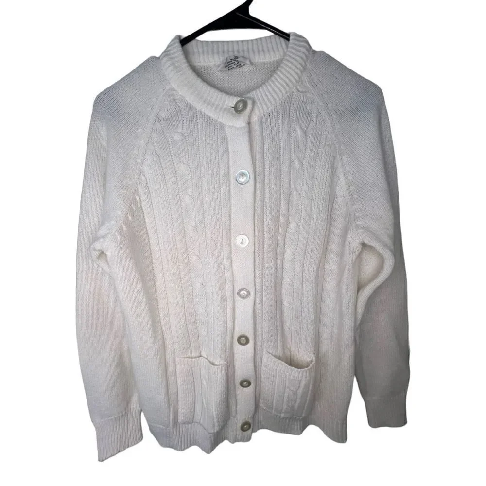 Vintage K-Mart White Button Up Knit Cardigan With Pockets